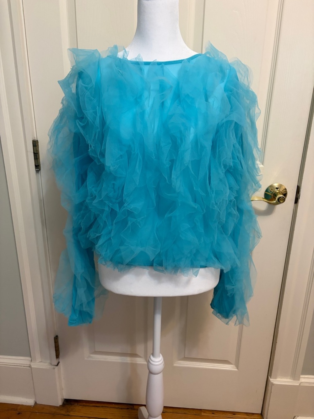 dolan Teal Ruffled Tulle Blouse